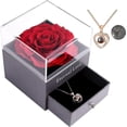 thumbnail image 2 of Preserved Real Rose with Love You Necklace in 100 Languages Gift Set, Enchanted Real Rose Flower(Wine Red Rose), 2 of 4