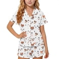 thumbnail image 4 of JOANKDMI Kids Girls 2 Piece Sleepwear Set Halloween Ghost Pattern Short Sleeve Button Down Pajamas Tagless Breathable Soft Lounge Wear for Pajama Party, 5Y-14Y, 4 of 7