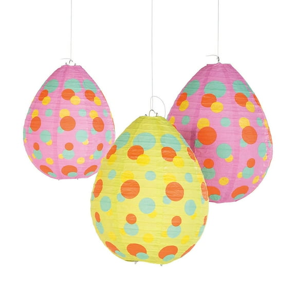 Fun Express Assorted Colors Easter Paper Party Lanterns & Hanging Pom Poms, 4 Count