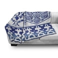 thumbnail image 3 of Blue and White Soft Flannel Fleece Throw Blanket, Antique Art Elements Classic Floral Curves Baroque Revival Motifs, Cozy Plush for Indoor and Outdoor Use, 50" x 70", Blue White, by Ambesonne, 3 of 6