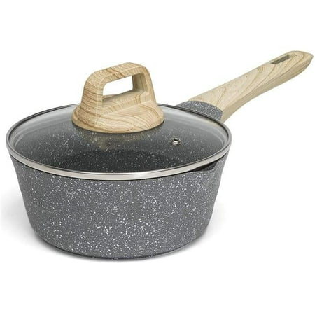 

1.6 qt. Aluminum Non-Stick Sauce Pan with Glass Lid Gray - Pack of 6