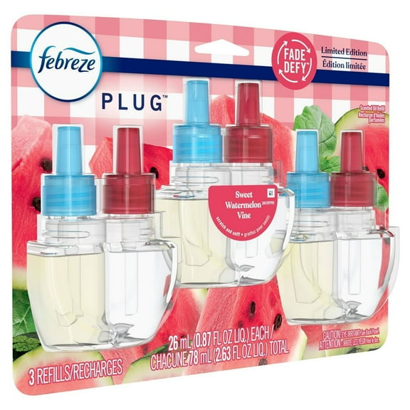 Febreze Plug Triple Refill Air Freshener Sweet Watermelon Vine - 3ct