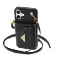 thumbnail image 3 of Nalacover Case for iPhone 16, Crossbody Wallet Case with Card Slots Holder, PU Leather Lanyard Shoulder Strap Purse Cover with Kickstand Shockproof Case for iPhone 16, Black, 3 of 8