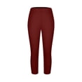 thumbnail image 6 of Arnsht (L-5XL) Women's 2PC Large Size Sports and Leisure Yoga Pants Bottom Solid Color Stretch Elastic Waist Capris Pants Red XXXL, 6 of 8