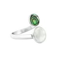 thumbnail image 2 of Ocean-Inspired Abalone Shell Circle Duality Sterling Silver Wrap Around Ring -8, 2 of 5