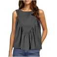 thumbnail image 2 of Luxalzxs Women Peplum Babydoll Tank Tops Summer Shirred Swing Crew Neck Sleeveless Loose Fit Vest Shirts Pleated Flowy Casual Ruffle Tops, 2 of 9