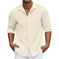 thumbnail image 1 of Yuyuzo Mens Shirts Long Sleeve Button down Open Front Lapel V Neck Blouse Solid Color Business Casual Fall Tops, 1 of 6