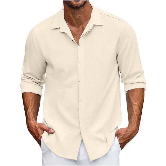 Yuyuzo Mens Shirts Long Sleeve Button down Open Front Lapel V Neck Blouse Solid Color Business Casual Fall Tops