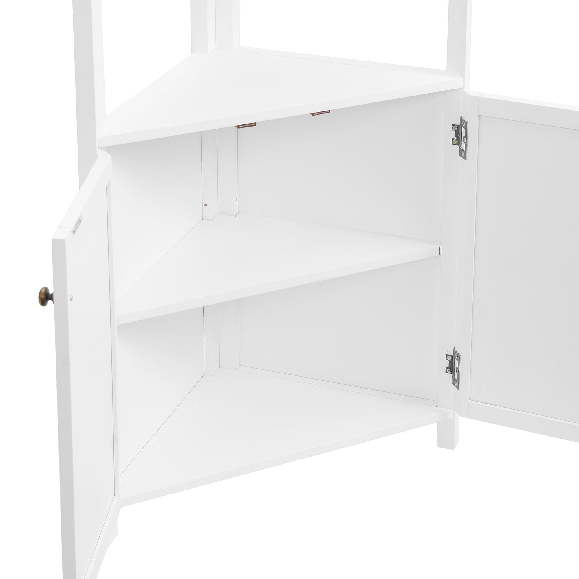 Alaterre Furniture Dover 25"W x 68"H Corner Storage Cabinet with 2 Doors and Open Shelving