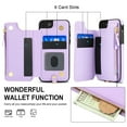 thumbnail image 2 of Wallet Case for Apple iPhone 7 / 8 / SE 3rd 2nd Gen 2022 & 2020, Crossbody Shoulder Strap & Hand Wrist Cards Holder Zipper Pocket Stand Feature Full Protective Shockpoof Case for Women,Lightpurple, 2 of 7