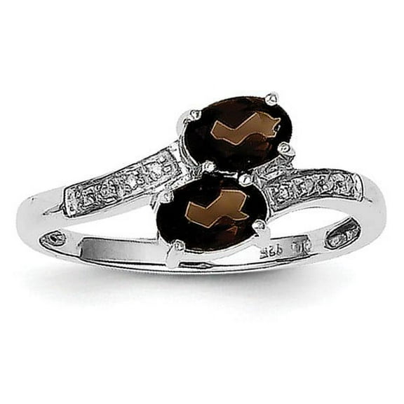 Primal Silver Sterling Silver Rhodium-plated Smoky Quartz and Diamond Ring