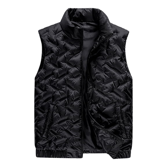 comerut Men Autumn Winter Warm Vest Coat Stand Collar Hooded Sleeveless Zipper Placket Pockets Waistcoat Waterproof Casual Vest Jacket