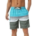 thumbnail image 1 of Ba?ador de verano para hombre INSPIRE CHIC con estampado a rayas y bloques de color azul 28, 1 of 1