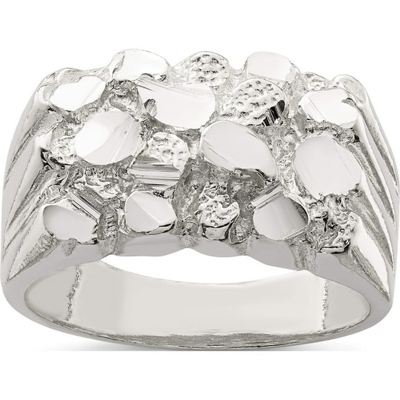 Sterling Silver Men's Nugget Ring (Size 10) Made In United States qr122-10