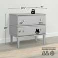 thumbnail image 5 of Prepac Lux Nightstand Bedside Table, Grey Nightstand for Bedroom, End Table with 2 Drawers 16"D x 27.75"W x 25"H, GDNR-2302-1, 5 of 12