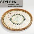 thumbnail image 2 of Rattan Tray with Mother of Pearl Inlay Wooden Base, Serving Basket for Breakfast Food, Round Tray as Coffee Table Decor, Mother of Pearl Decoration, Storage and Display, 2 of 8