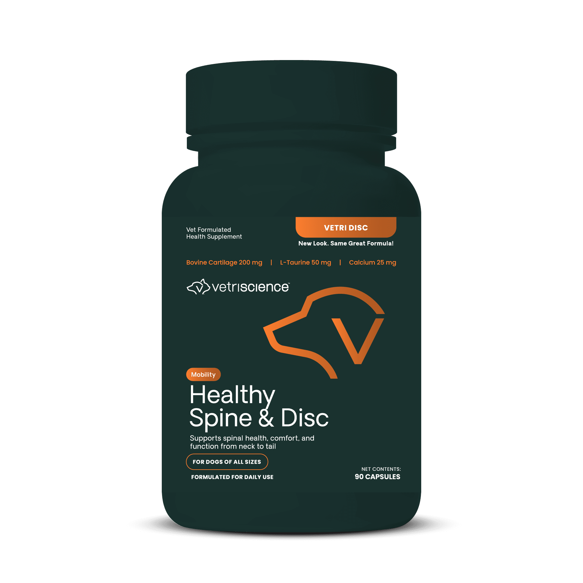VetriScience Healthy Spine & Disc Bone Health Calcium Capsules for Dog, Unflavored 90 Count Bottle