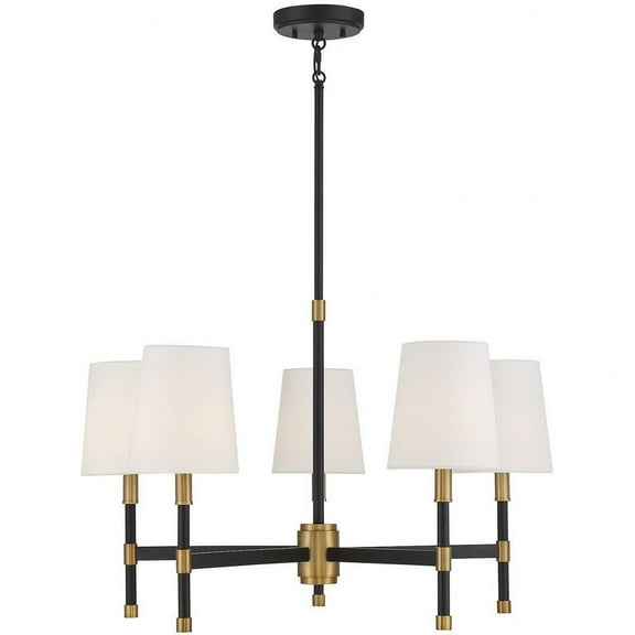 Contemporary Traditional Five Light Chandelier-Matte Black/Warm Brass Finish Bailey Street Home 159-Bel-4636286