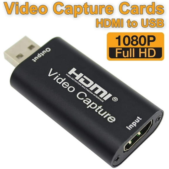 Audio Video Capture Cards HDMI to USB 1080p USB2.0 Record via DSLR Camcorder Action Cam for High Definition Acquisition, Live Broadcasting