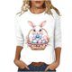 thumbnail image 3 of TaTaai Women Easter Print T-Shirt Crew Neck Three Quarter Sleeve Loose Fit Casual Ladies Spring Holiday Daily Wear Lightweight Breathable Non-See-Through Machine Washable Pullover Top Gift, 3 of 5