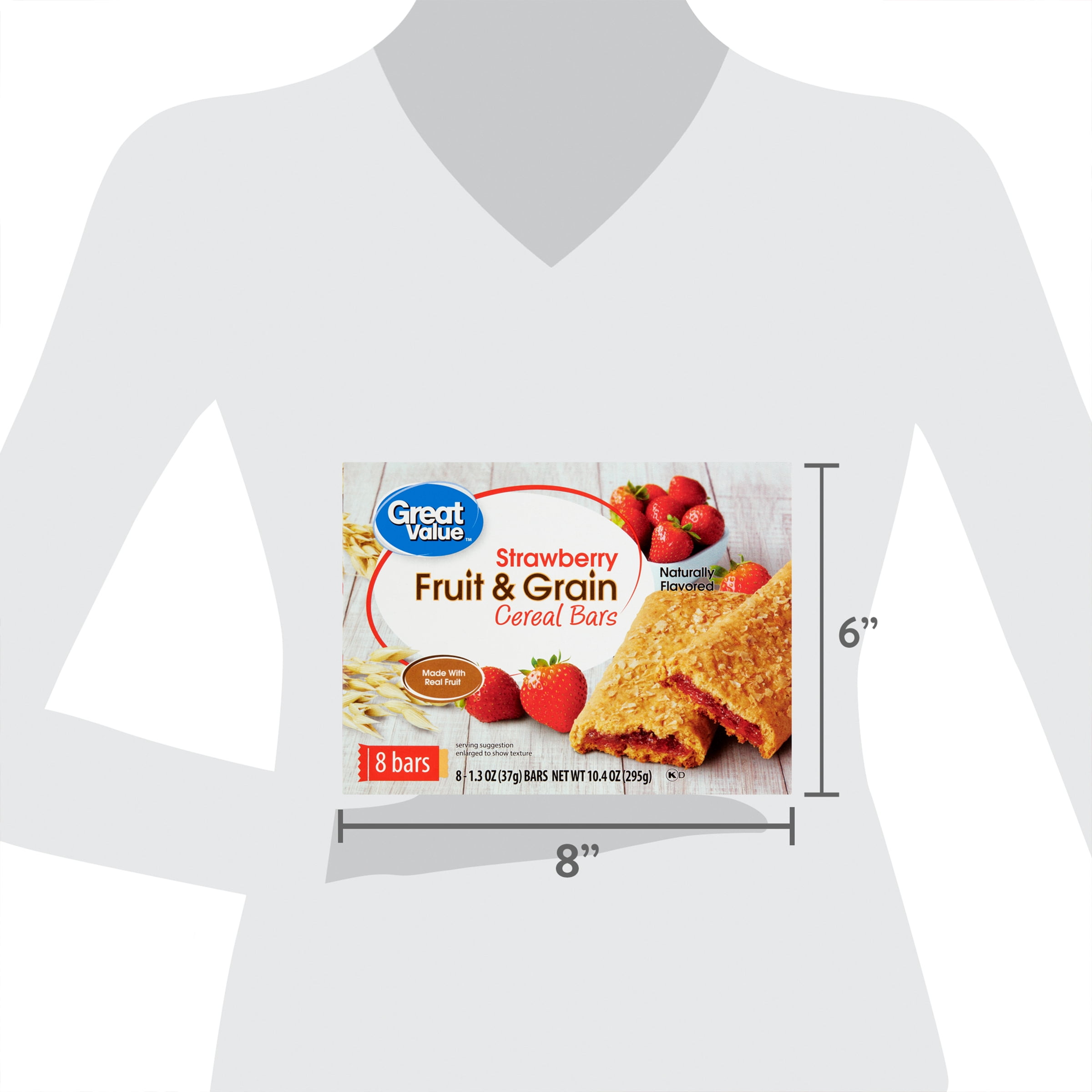 Great Value Fruit & Grain Cereal Bars, Strawberry, 1.3 oz, 8 Count