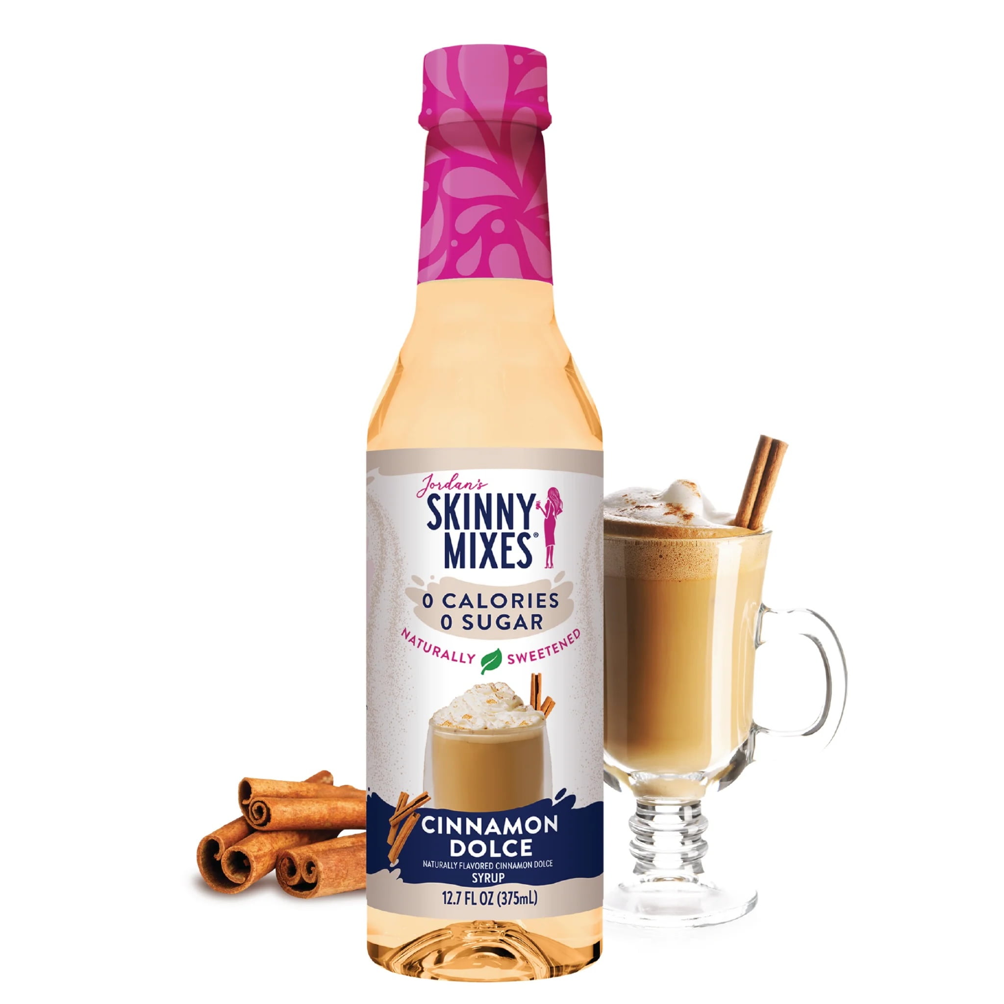 (6 pack) Jordan's Skinny Mixes Naturally Sweetened Cinnamon Dolce Syrup, 375 mL