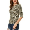 thumbnail image 4 of Unique Bargains Women's Halloween Costume 1/2 Sleeve Round Neck Floral Top S Beige-Leppard, 4 of 7