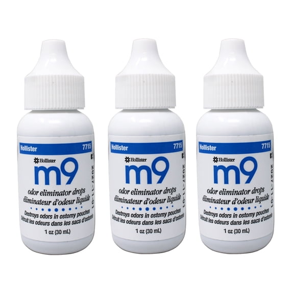 Hollister M9 Odor Eliminator Drops Ostomy Deodorant Liquid Odor Control for Pouches 1 oz (Pack of 3)