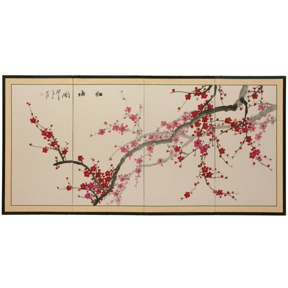Handmade Silk and Wood 36-inch Plum Blossom Wall Hanging (China) - 36"