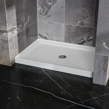 JimsMaison 32"x 48" Shower Base,Shower Pan Center Drain 4-Wall Alcove,White