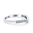 thumbnail image 2 of Half Eternity Ring Round Pave Enguagement Band Ring CZ 925 Sterling Silver Size 7, 2 of 6