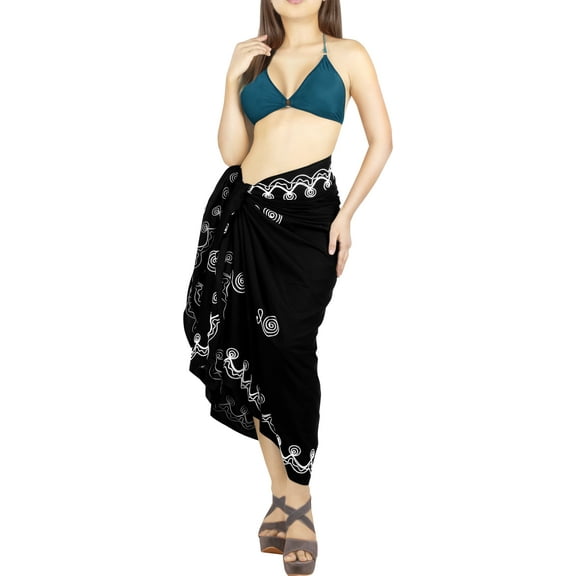 HAPPY BAY Women's Bikini Beachwear Sarong Coverups Swimsuit Swim Cover up Summer Wraps Skirt Swimwear Beach Wrap Skirts for Women One Size Coal, Floral