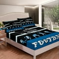 thumbnail image 4 of Football Bed Sheets Set ,American Football Sheet Set King,Black Blue White Sports Sheets,Rugby City Team Flat Fitted Sheet with 2 Pillowcases(Charlotte), 4 of 6