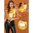 thumbnail image 2 of DARING DIVA Women's Shiny Metallic Crop Cut Out Party Tank Tops XL Gold, 2 of 6
