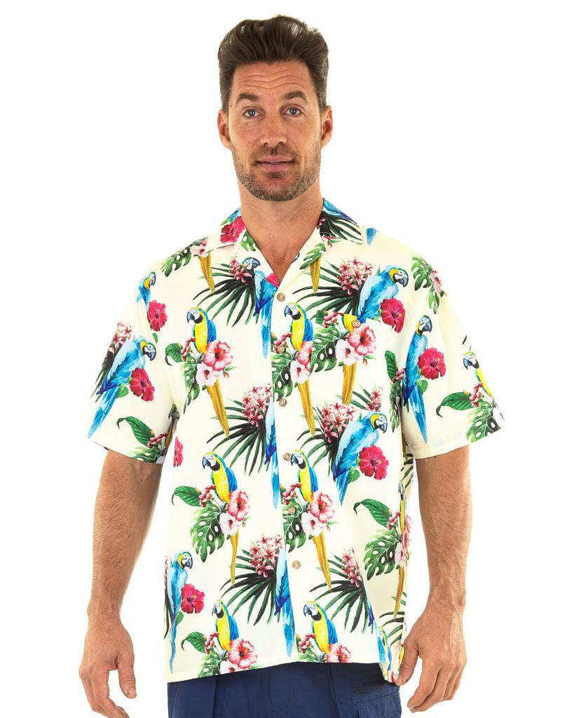 UZZI - Men's Hawaiian Shirt Casual Button Down Short Sleeve Beach ...