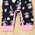 thumbnail image 4 of JDEFEG Baby Clothes Girl Romper Toddler Girl Cow Print Cotton Pant Sets Baby Girl Romper Spring Summer Outfit Short Sleeve Spliced Jumpsuit Headband Outfits Black 0-3 Months, 4 of 8