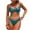 Blue, variant on KIHOUT Women's Split Bikini Swimsuit Solid Color Halter Top Hardware Accent High-Cut Bottom Removable Padded No Underwire for Beach Pool Summer