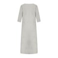 thumbnail image 3 of CHOK Robe en Coton et Lin pour Femmes Manches Mi-Longues Midi Décontractée Grande Taille Tunique Robe Ample Col Rond Longue, 3 of 7