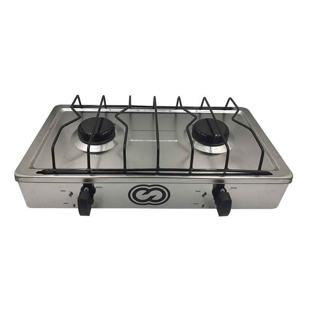 Parrilla Estufa De Acero Inoxidable Con 2 Quemadores Gas LP Para Sobreponer Besthelg 23451