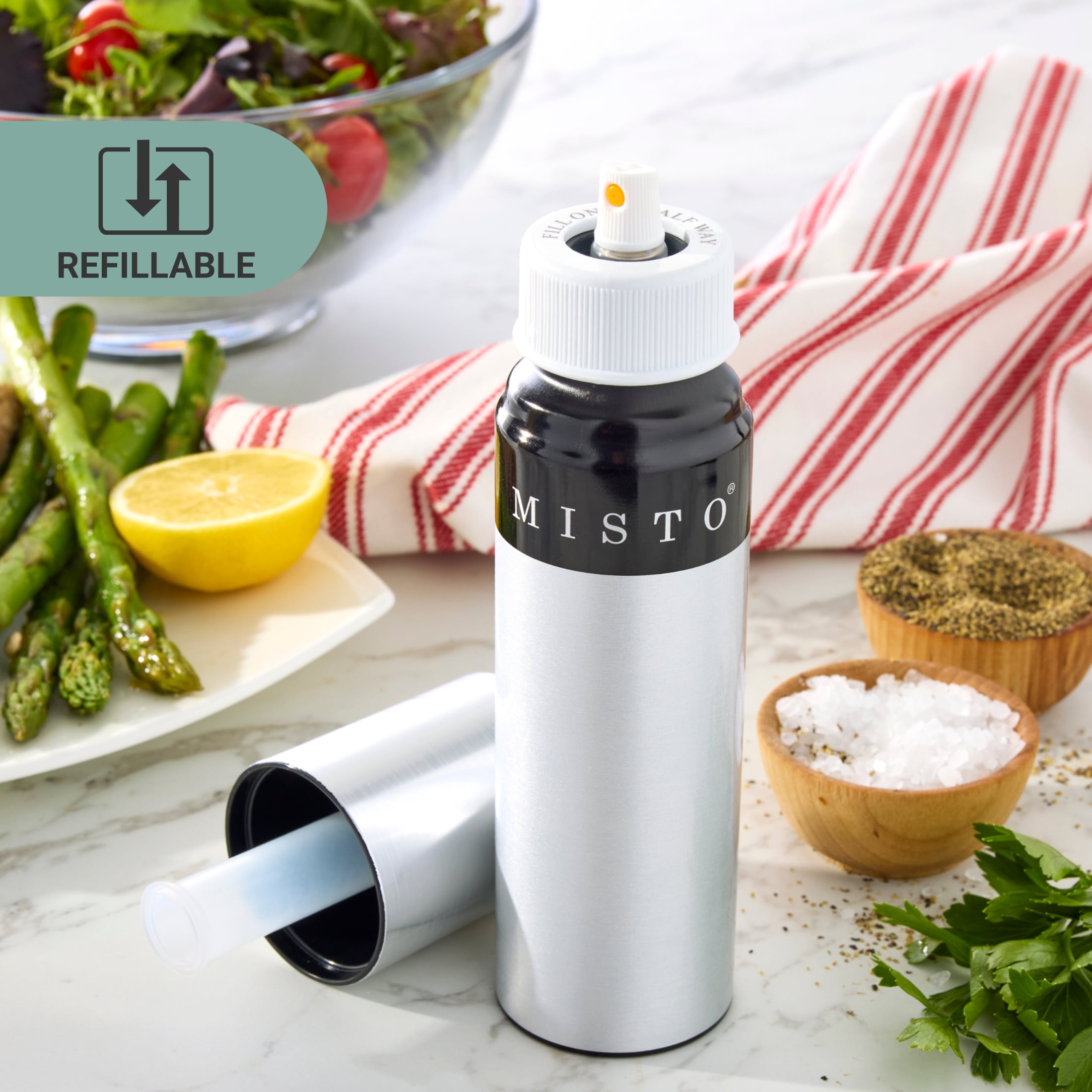Misto Aluminum and Plastic Bottle Refillable Oil Sprayer, Silver