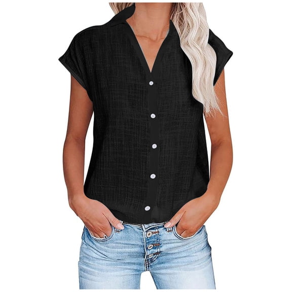 Womens Spring Summer Shirts Cotton Linen Plus Size Loose Fit Plain Casual Solid with Pocket Shirts for Women