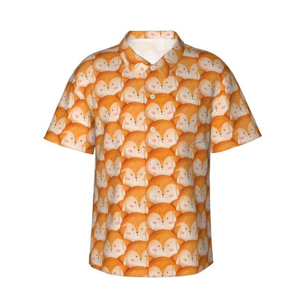 Balery Beautiful Fox A Camisas hawaianas de manga corta para hombre, camisas playeras de corte holgado, camisas de vacaciones con botones,Large