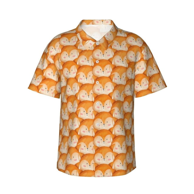 Fotbe Beautiful Fox A Camisa Hawaiana para Hombre Unisex – Camisa Casual de Verano con Botones de Manga Corta de Algodón y Lino,Large