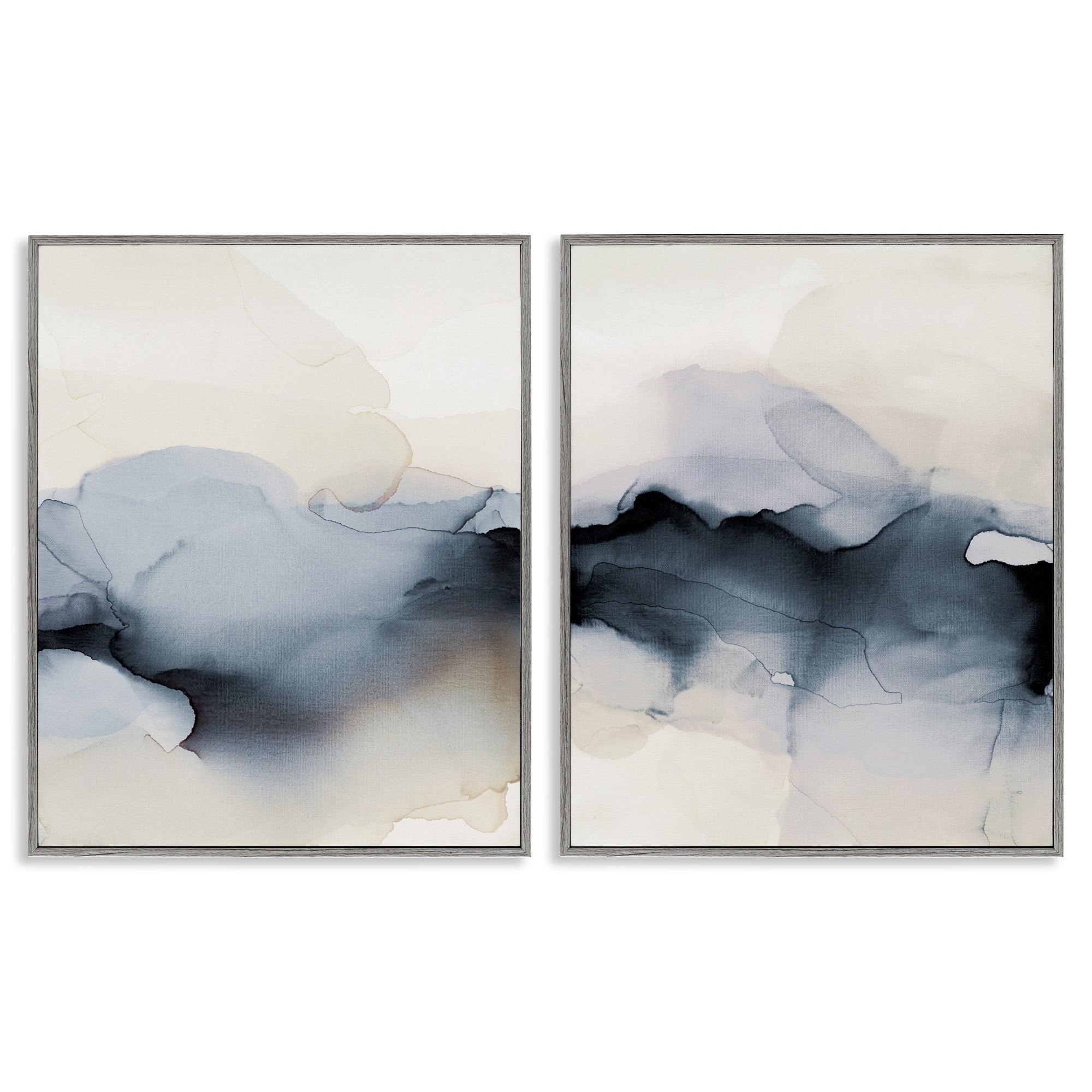 Stupell Industries Mysterious Abstract Painting Obscure Watercolor Detail Painting Gray Framed Art Print Wall Art, Set of 2, Design by Kippi Leonard
