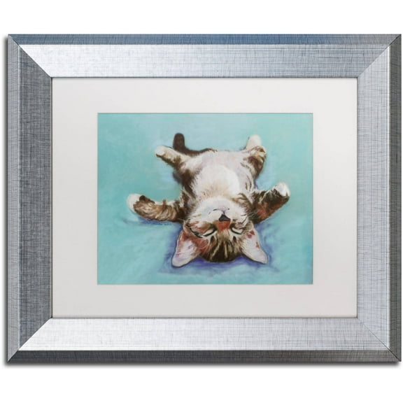 Trademark Fine Art "Little Napper" Canvas Art by Pat Saunders-White White Matte, Silver Frame