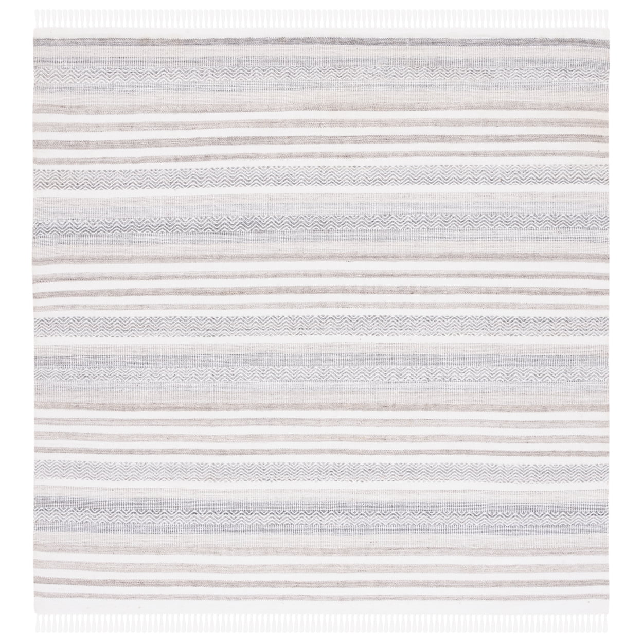 SAFAVIEH Kilim Malena Striped Polyester Area Rug, Ivory/Charcoal, 8' x 10'