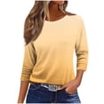 thumbnail image 3 of Bovxnpu 3/4 Length Sleeve Womens Tops, Casual Tunic Tops for Women Loose Dressy, Fashion Women's Casual Print Round Neck 3/4 Sleeve T-shirt Blouse XL, 3 of 5