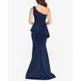 thumbnail image 2 of Betsy & Adam Long Scuba One Shoulder Peplum Midnight 6, 2 of 7