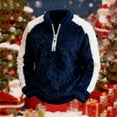 thumbnail image 2 of UTSJKR Fleece Quarter Zip Pullover Women Oversized Colorblock Cute Christmas Sweatshirt Comfy Sherpa Mock Neck Sweatshirts Navy L, 2 of 7