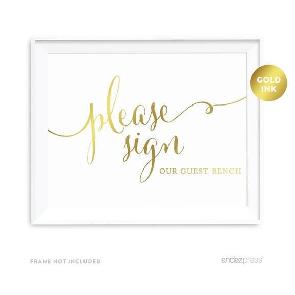 Sign Our Keepsake Metallic Gold Wedding Party Signs